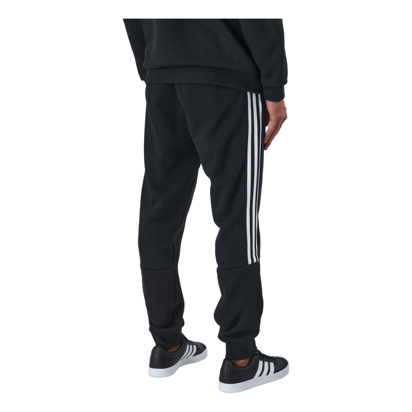 Adidas Essentials Tapered Cuff 3 Stripes Pants Black / White