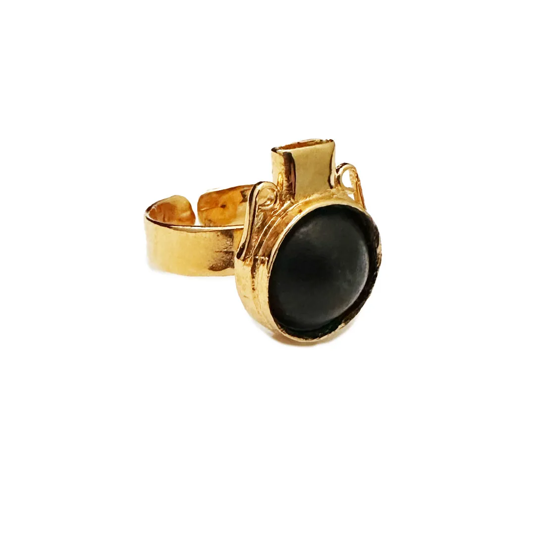 Anillo Cántaro con Perla de Barro Negro - Oro