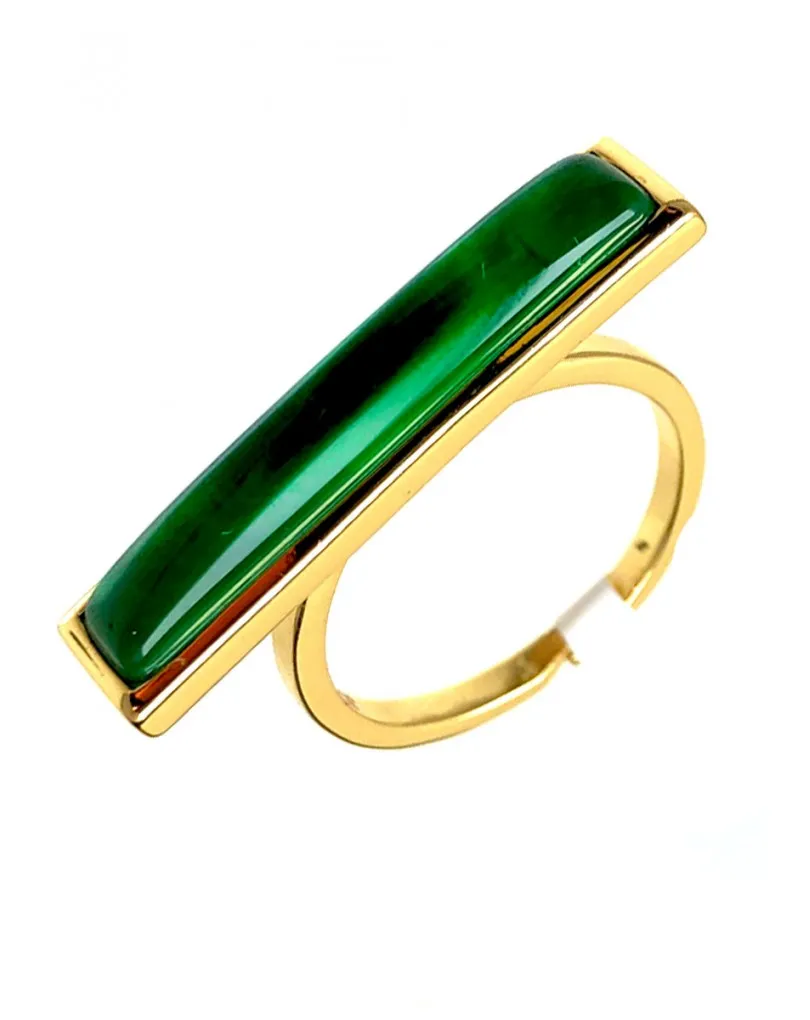 ANILLOS DE MUJER VERDES CHAPADOS EN ORO Y POMELATO