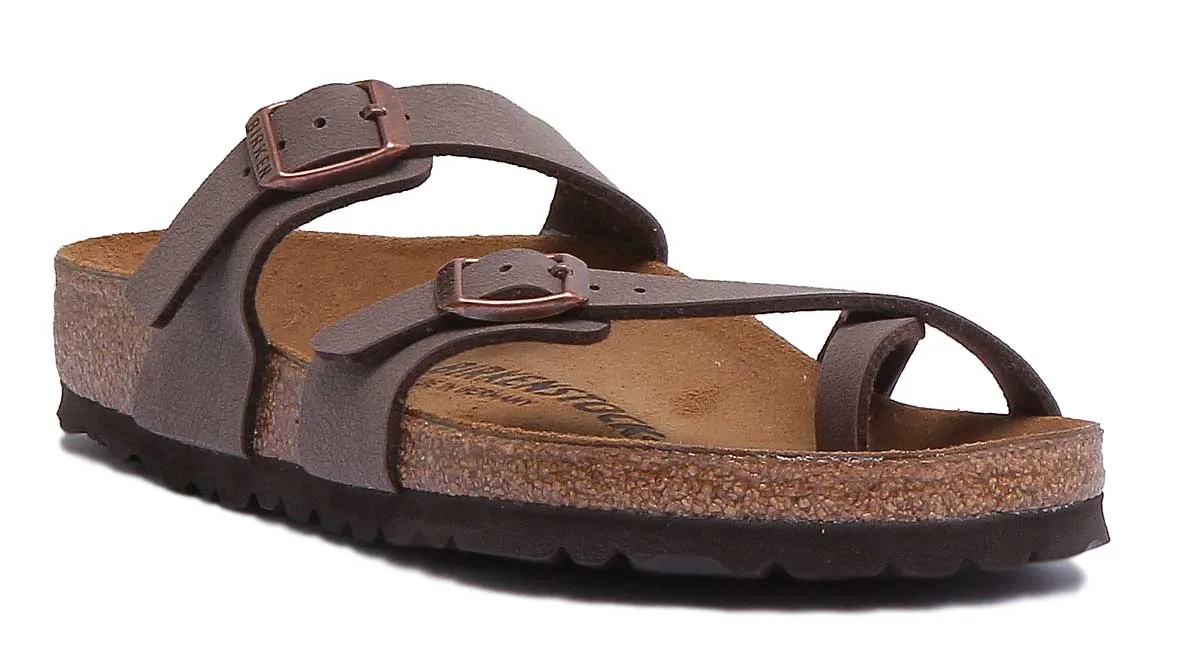 Birkenstock Mayari Sandalia de tiras de cuero engrasado para mujer en oliva