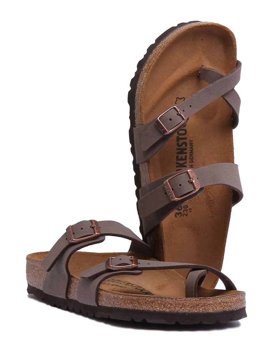 Birkenstock Mayari Sandalia de tiras de cuero engrasado para mujer en oliva