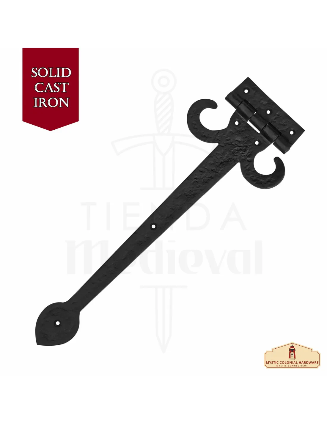 Bisagra medieval para puertas acero negro (43 cm.)