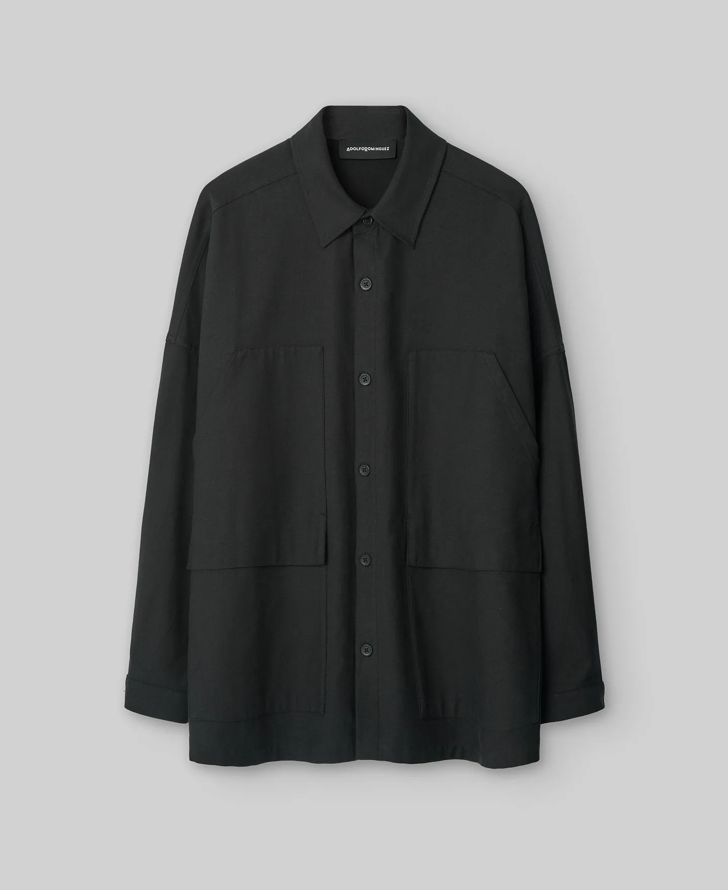 Black overshirt with pockets man