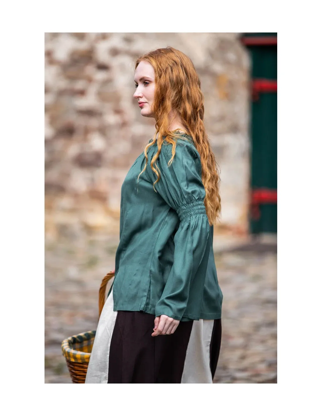 Blusa medieval clásica modelo Emma, color verde