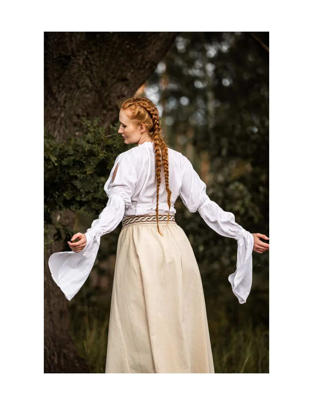 Blusa medieval mangas largas Victoria, blanco