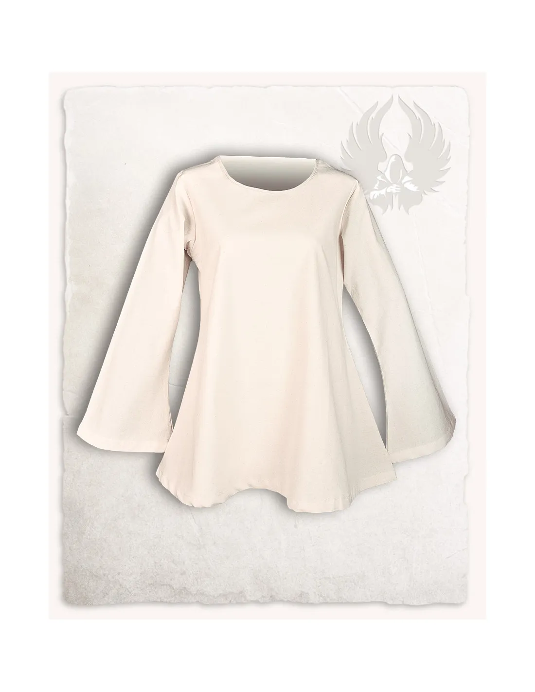 Blusa medieval Valeria manga campana larga, color crema