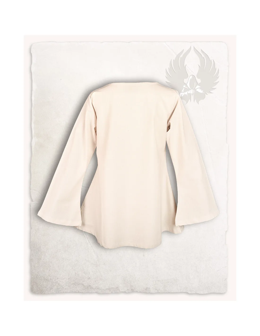 Blusa medieval Valeria manga campana larga, color crema