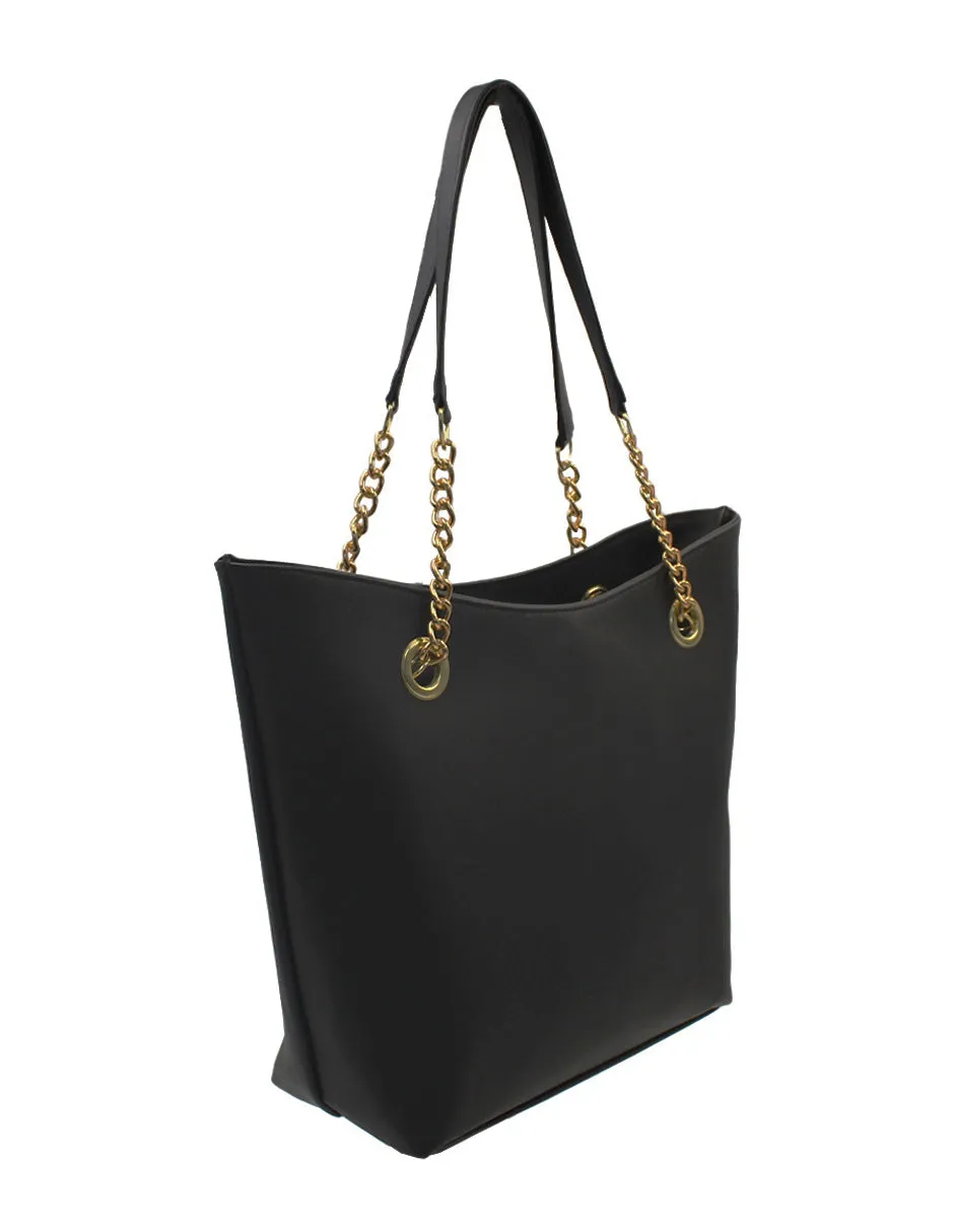 Bolsa Tote Doble asa Color Negro Exterior Piel sintética de RBCOLLECTION