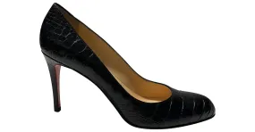 Bombas de cocodrilo Christian Louboutin en cuero negro 