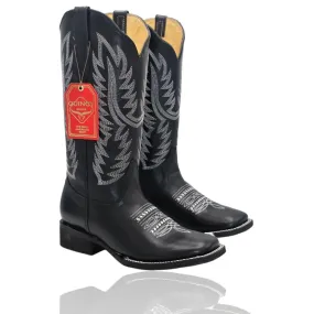 Botas Altas de Cuero Original para Mujer en Horma Rodeo Color Negro Q322N8305