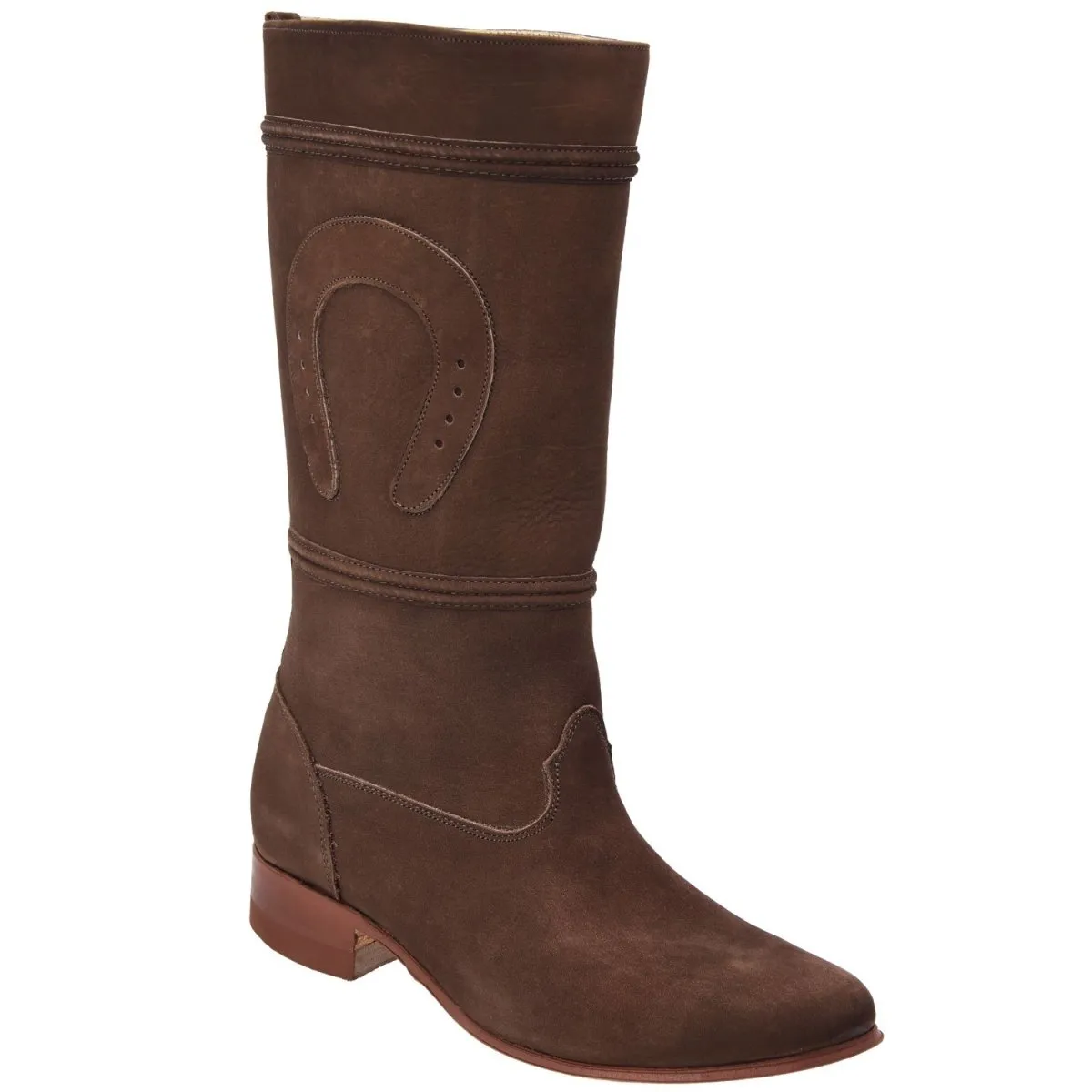 Botas de Cuero Acabado Nobuck Estilo Escaramuza en Cafe WD-462