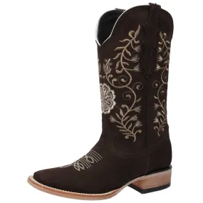 Botas de Cuero Horma Rodeo Nobuck para Mujer WD-496