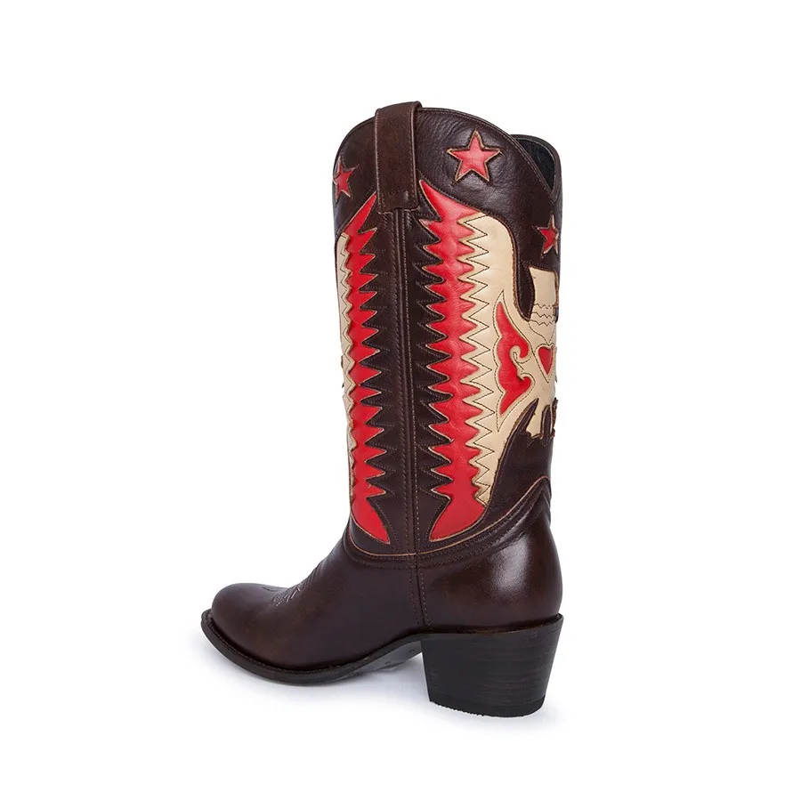 Botas Sendra 14144 Debora Western para mujer en cuero marrón