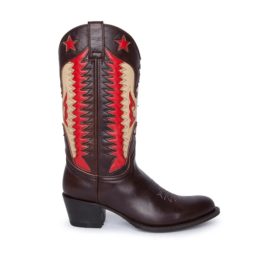 Botas Sendra 14144 Debora Western para mujer en cuero marrón