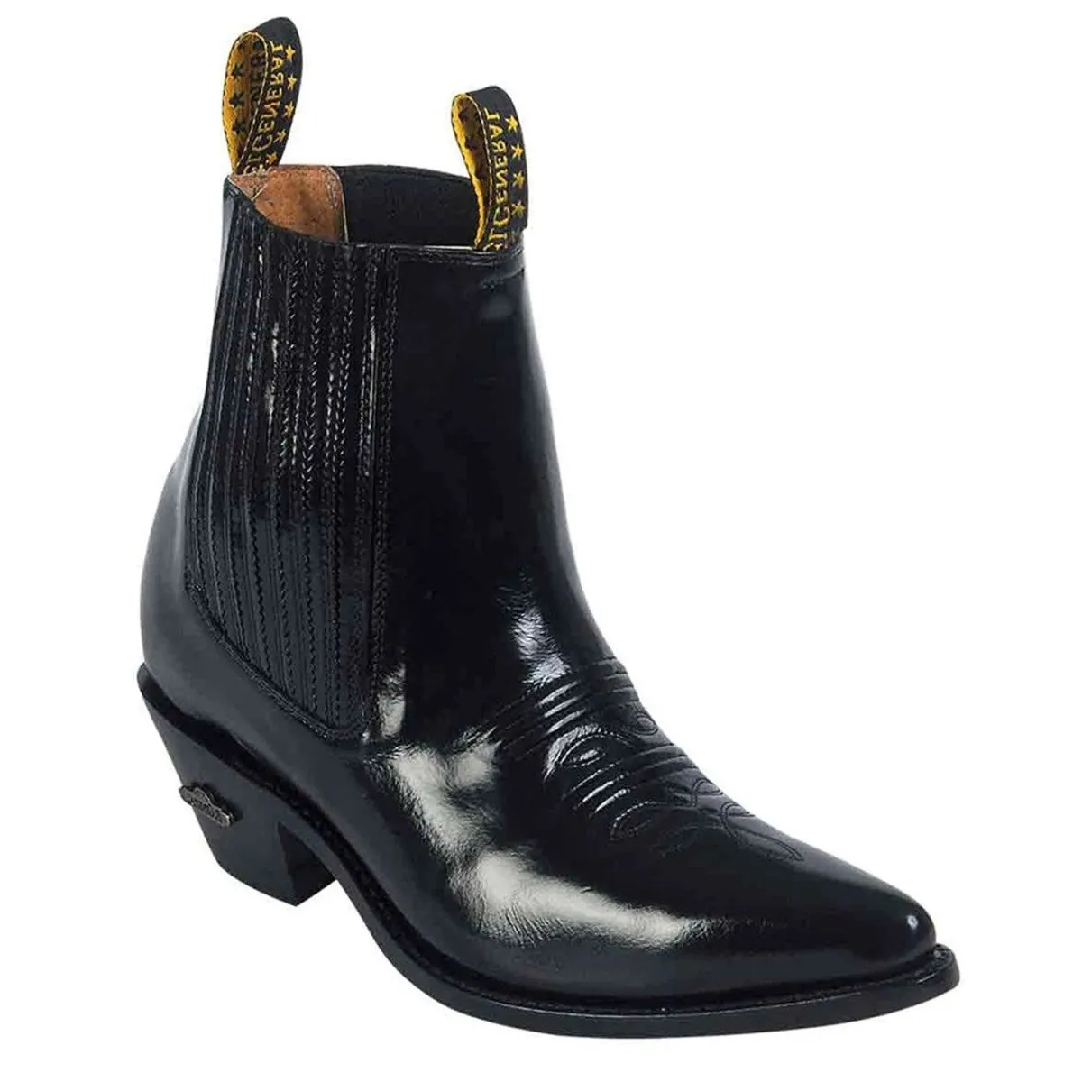 Botines Vaqueros de Cuero Acabado Camaleon Color Negro GEN-181