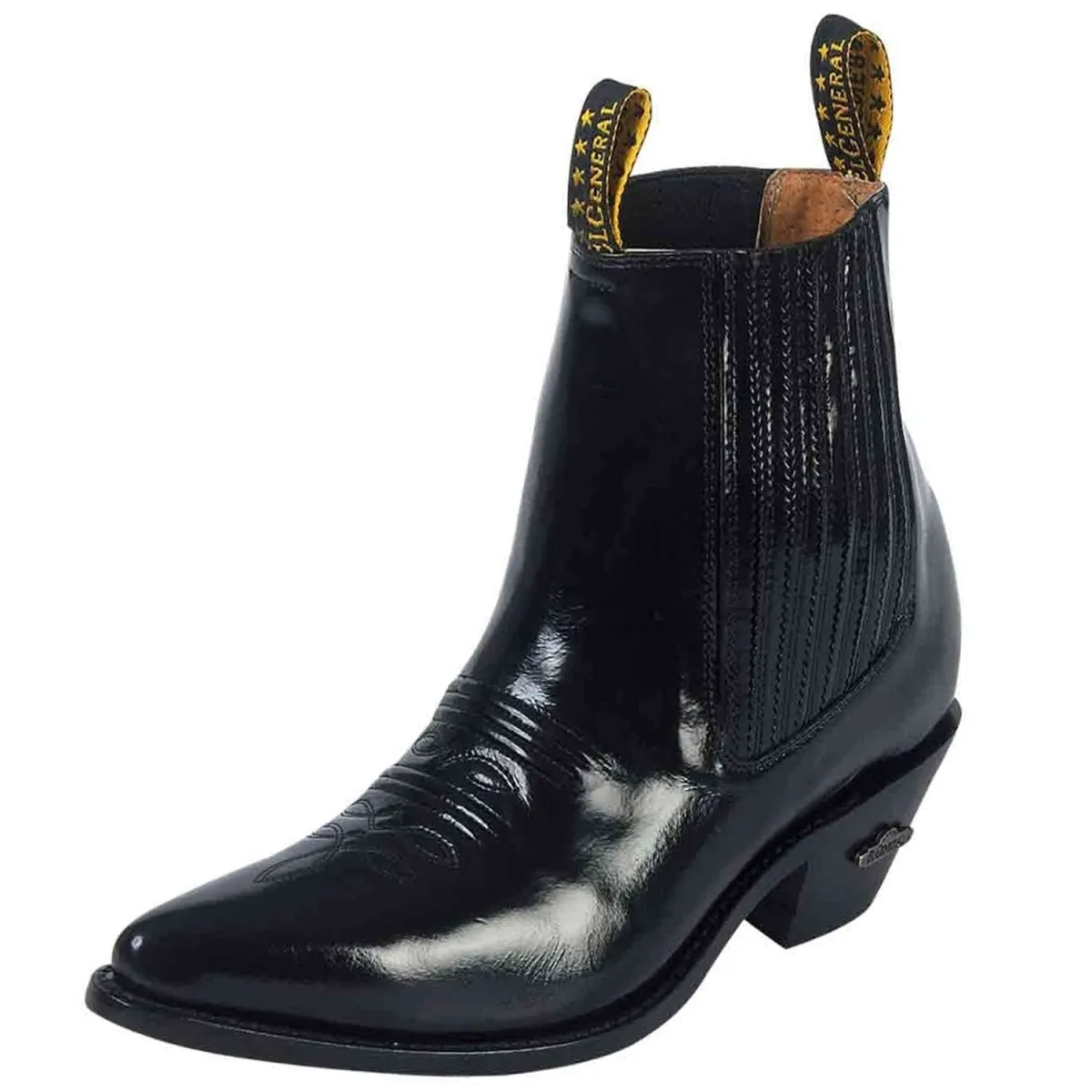 Botines Vaqueros de Cuero Acabado Camaleon Color Negro GEN-181