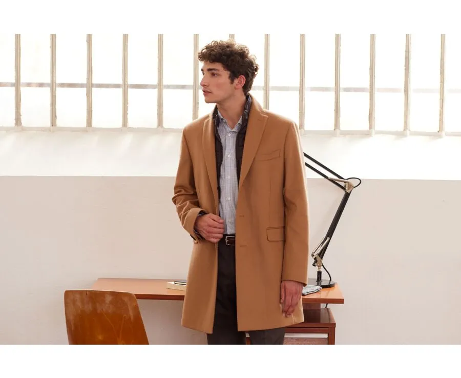 Camel Men's wool/cashmere wool coat - HONORÉ II