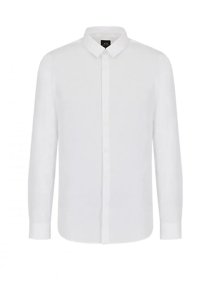 Camisa de popelina elástica Armani Exchange para hombre blanca