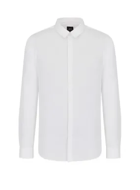 Camisa de popelina elástica Armani Exchange para hombre blanca