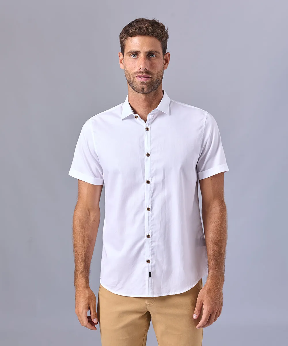 CAMISA MANGA CORTA PECHERA OJAL CLASSIC FIT BLANCO OI24