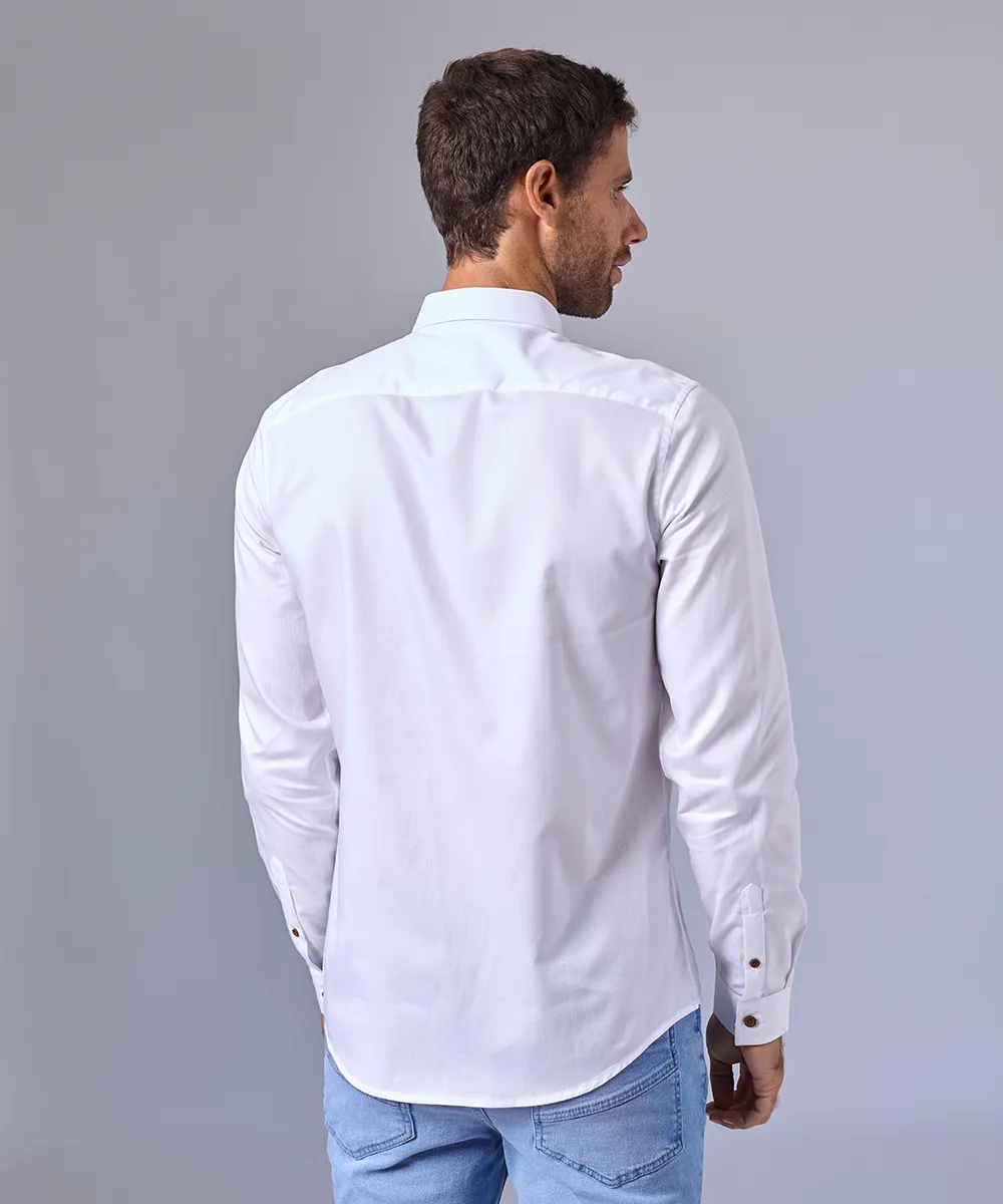 CAMISA MANGA LARGA CUELLO BUTTON DOWN OCULTO CLASSIC FIT BLANCO C OI24