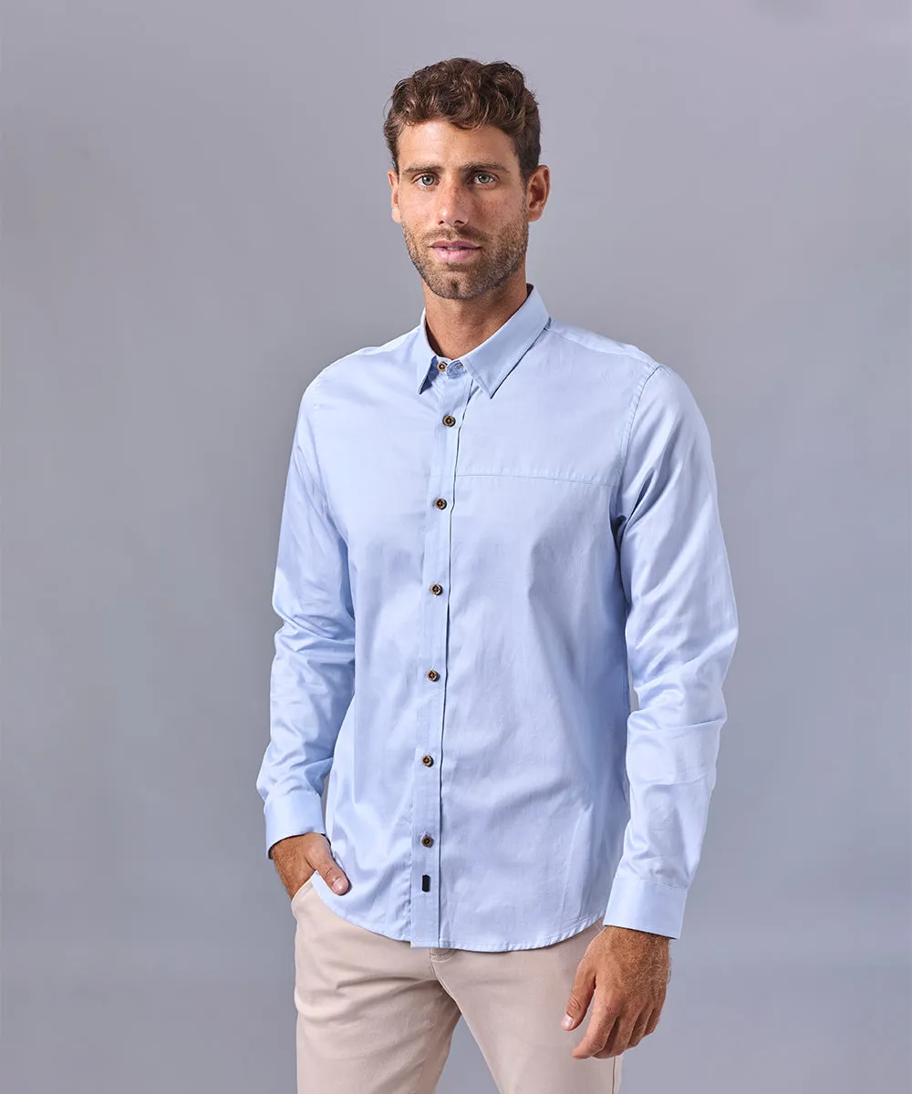 CAMISA MANGA LARGA CUELLO BUTTON DOWN OCULTO CLASSIC FIT CELESTE OI24