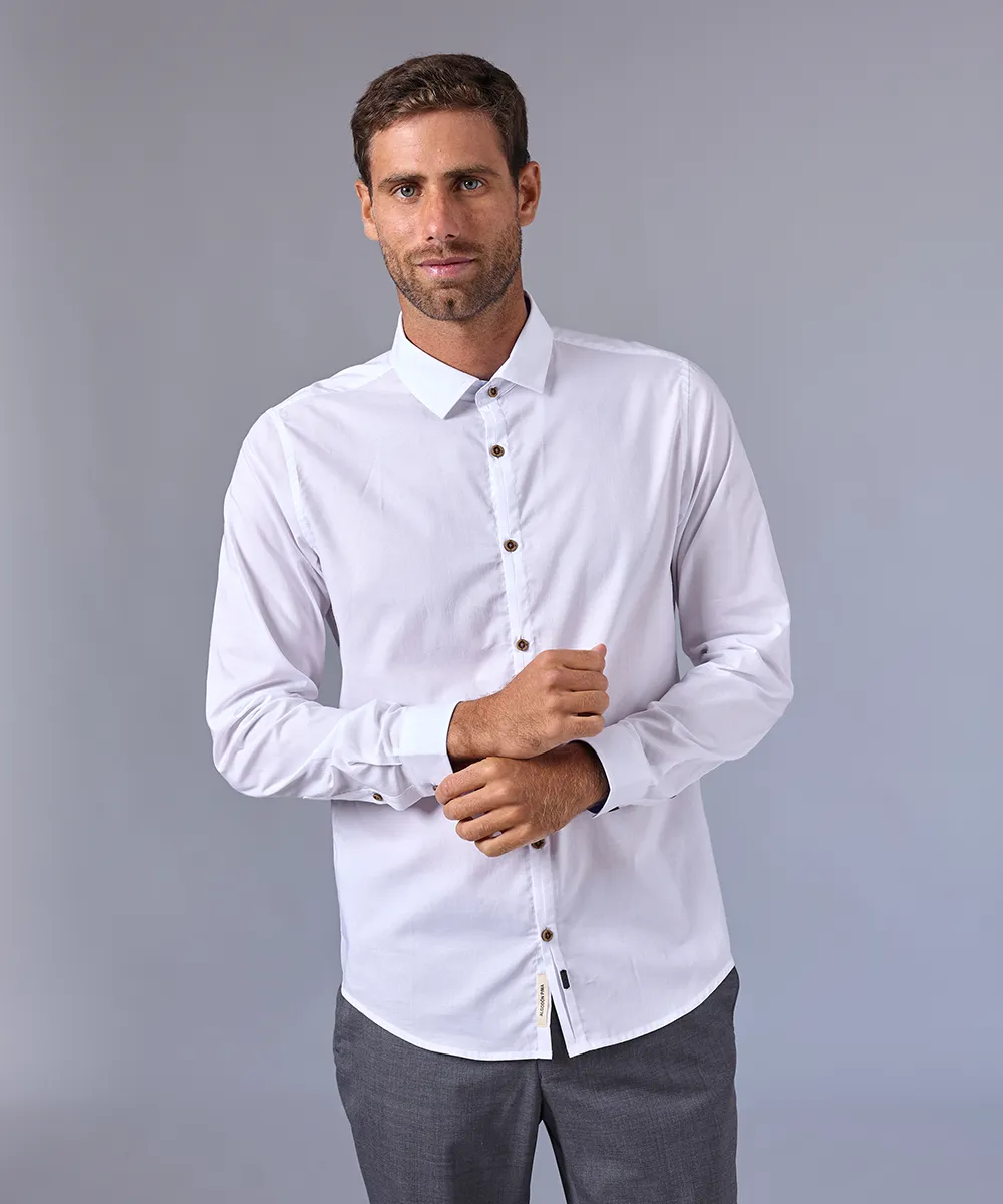 CAMISA MANGA LARGA PECHERA OJAL CLASSIC FIT BLANCO C OI24