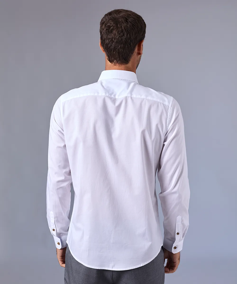 CAMISA MANGA LARGA PECHERA OJAL CLASSIC FIT BLANCO C OI24