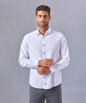 CAMISA MANGA LARGA PECHERA OJAL CLASSIC FIT BLANCO OI24