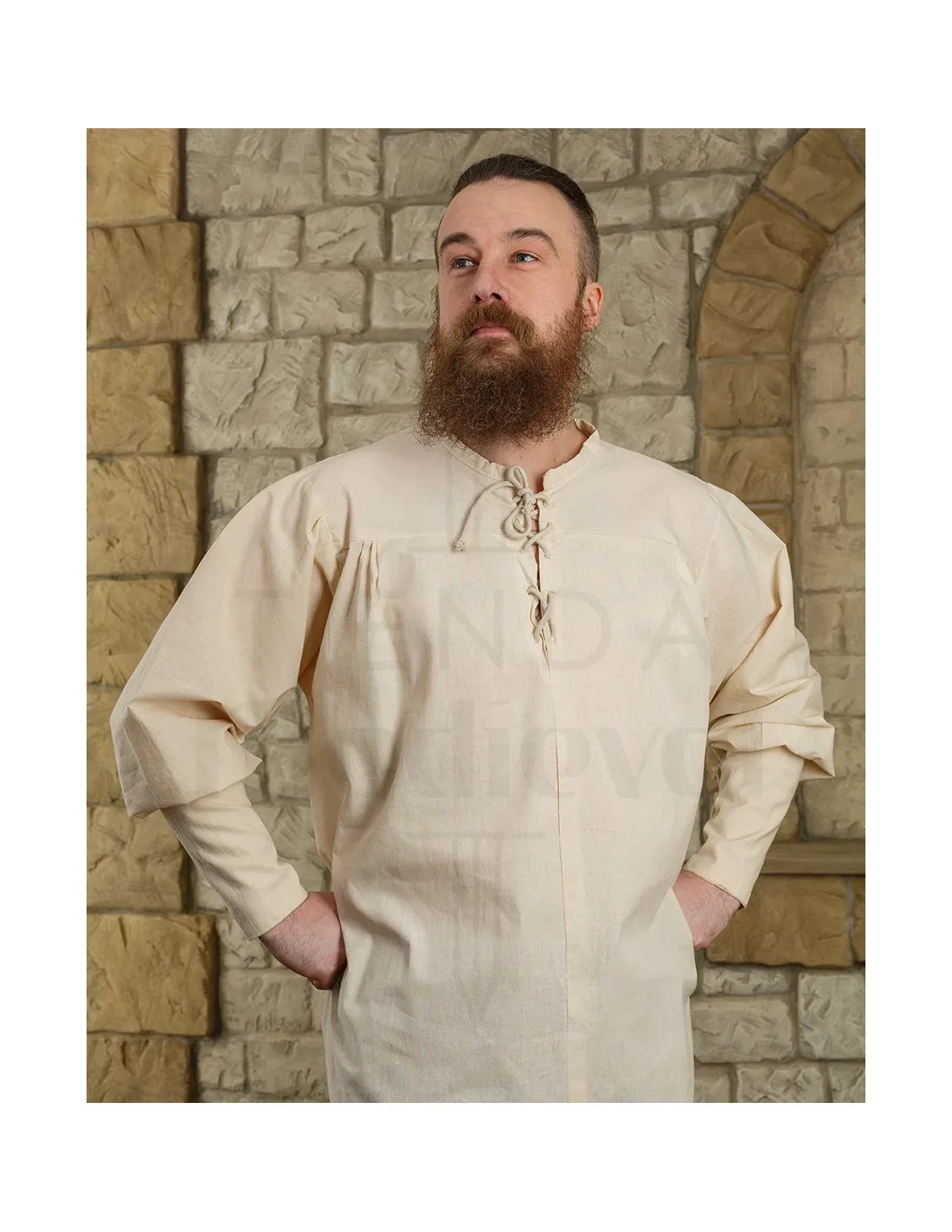 Camisa medieval algodón modelo Simon, crema