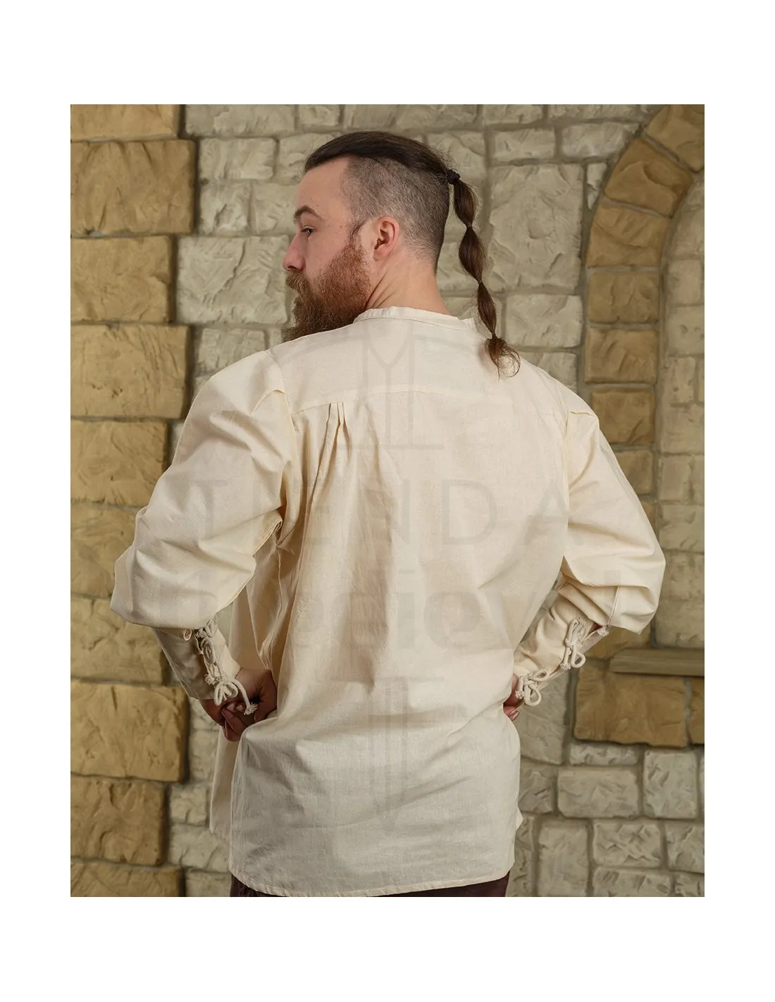 Camisa medieval algodón modelo Simon, crema