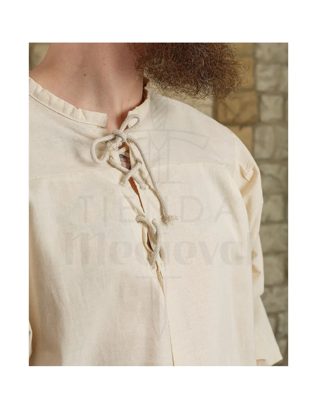 Camisa medieval algodón modelo Simon, crema