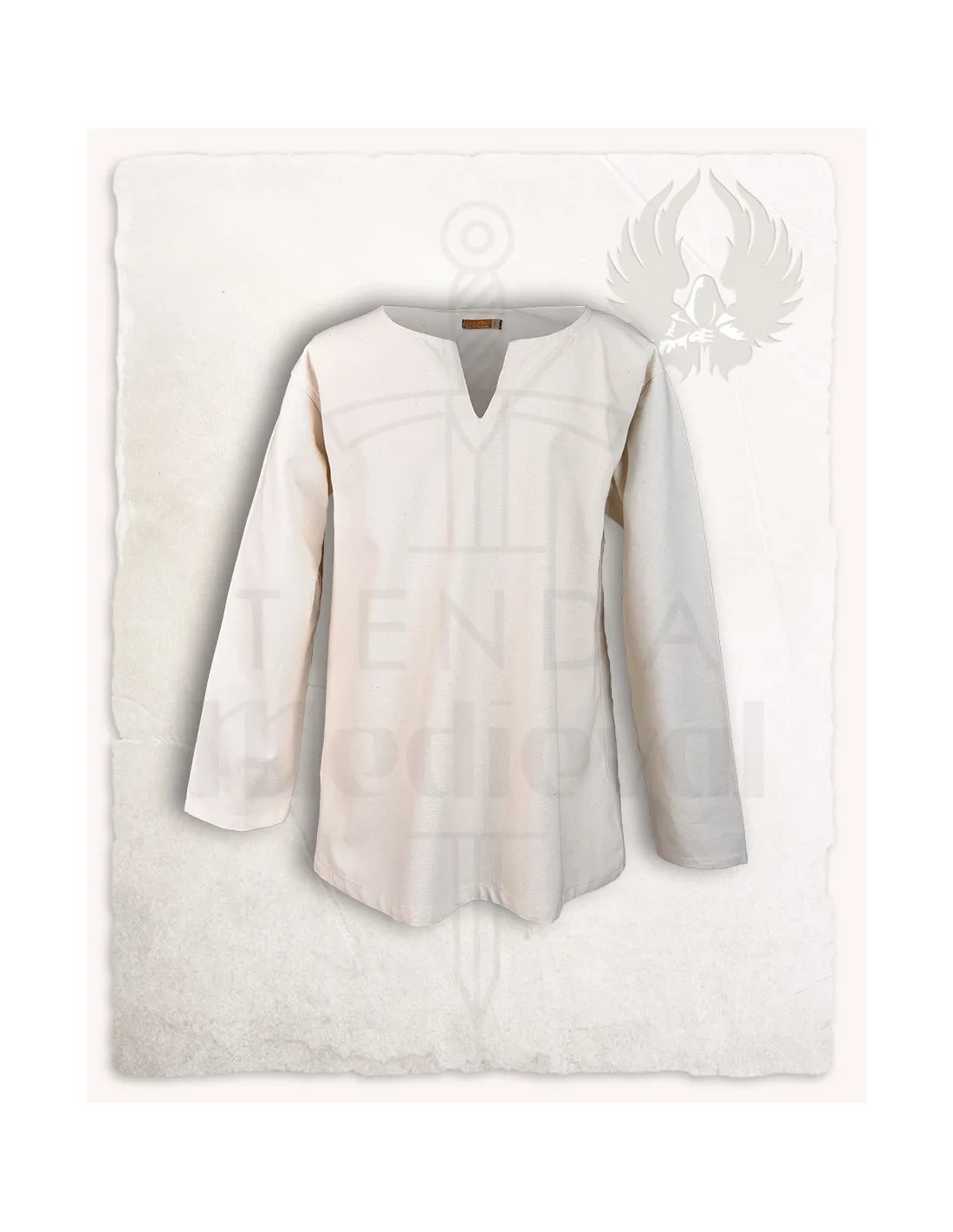 Camisa medieval cerrada modelo Rurik, crema