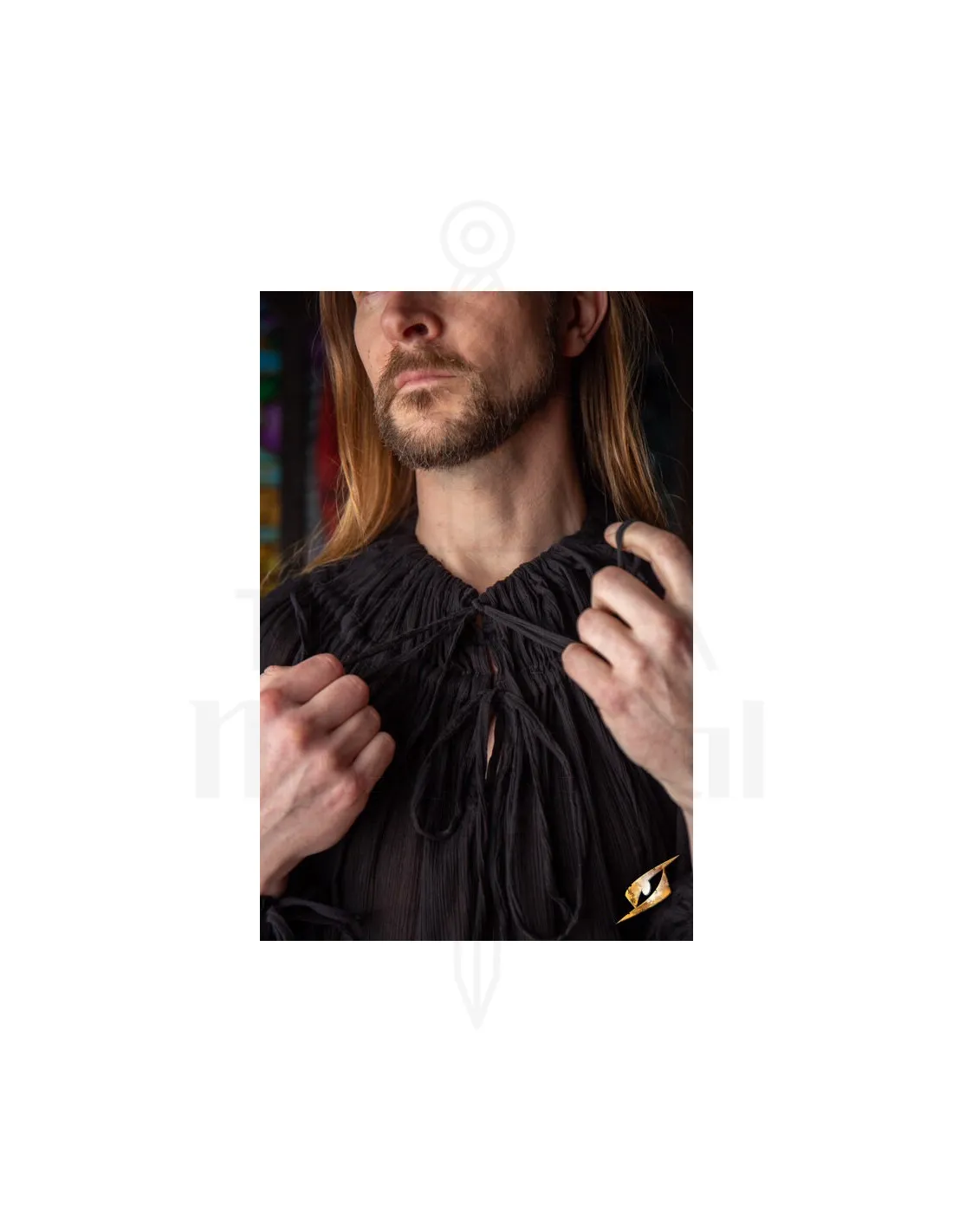 Camisa medieval modelo Crinkle, color negro