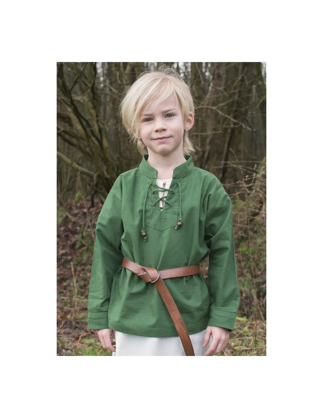 Camisa medieval verde para niño, Colin