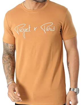 Camiseta ProjectxParis camel logo blanco manga corta unisex