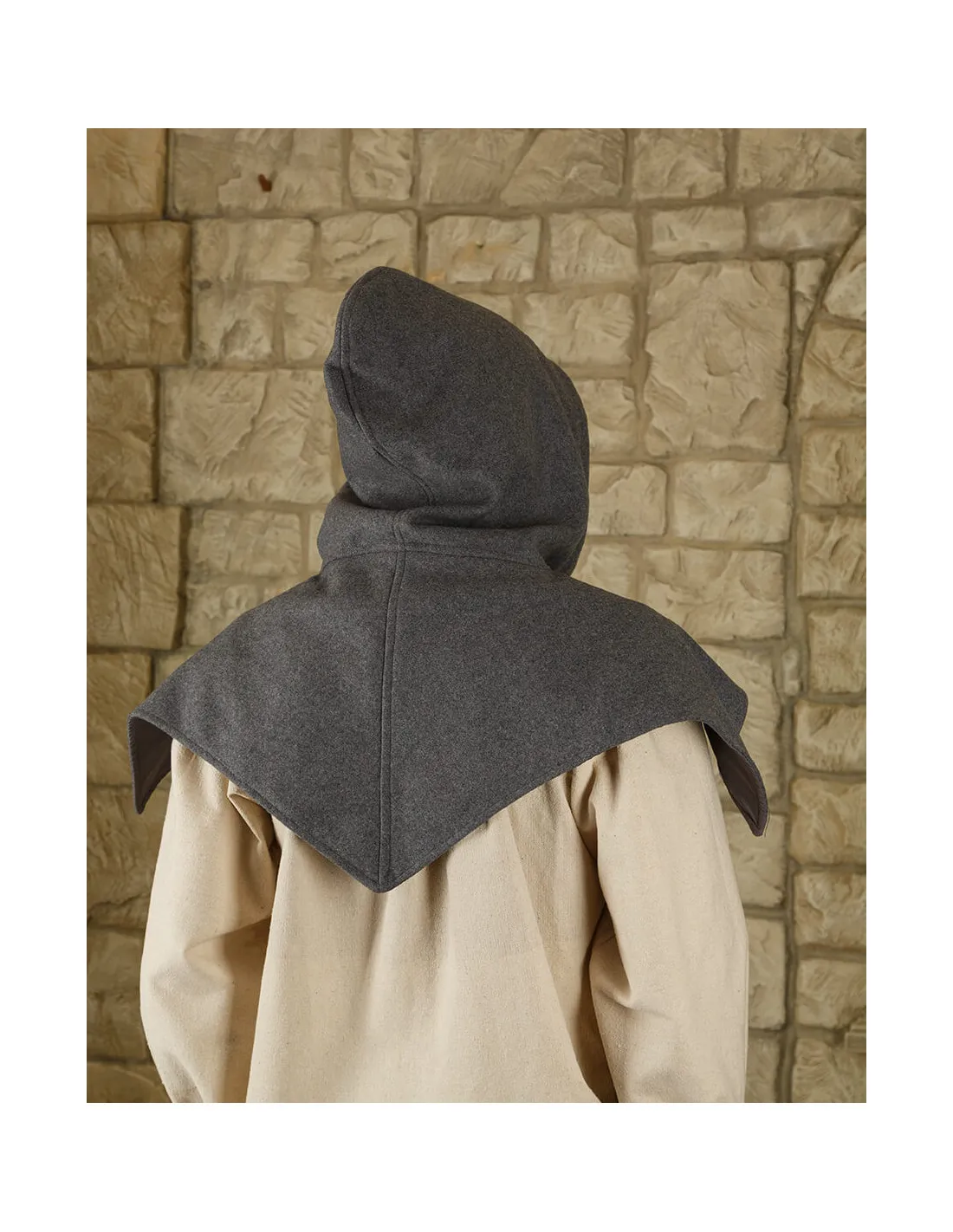 Capucha Medieval Folke en lana - Gris