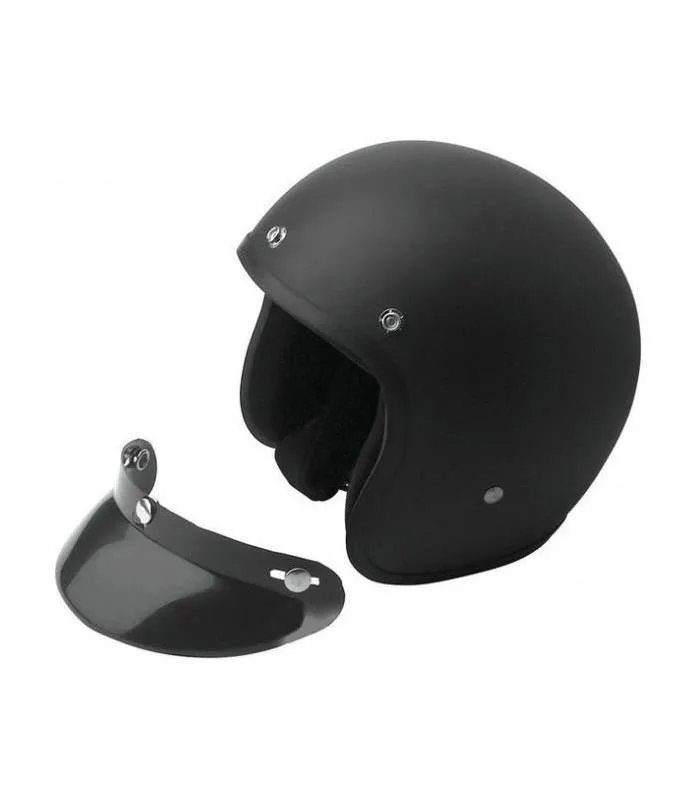 Casco Moto Abierto BANDIT Jet Negro Mate Visera Incluida Dull Black Open Face Helmet JETMB