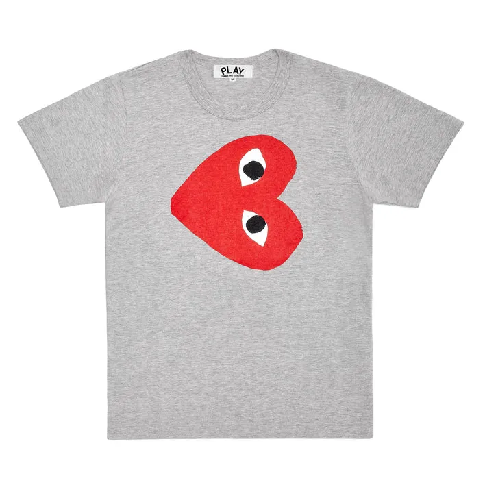 CDG PLAY Flipped Red Heart Grey T-shirt