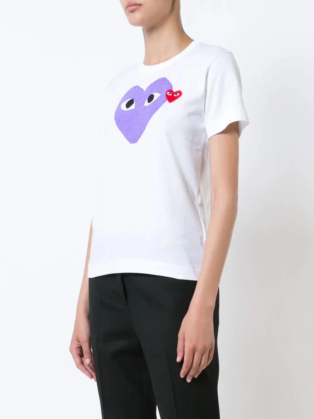 CDG PLAY Purple Heart Tee White