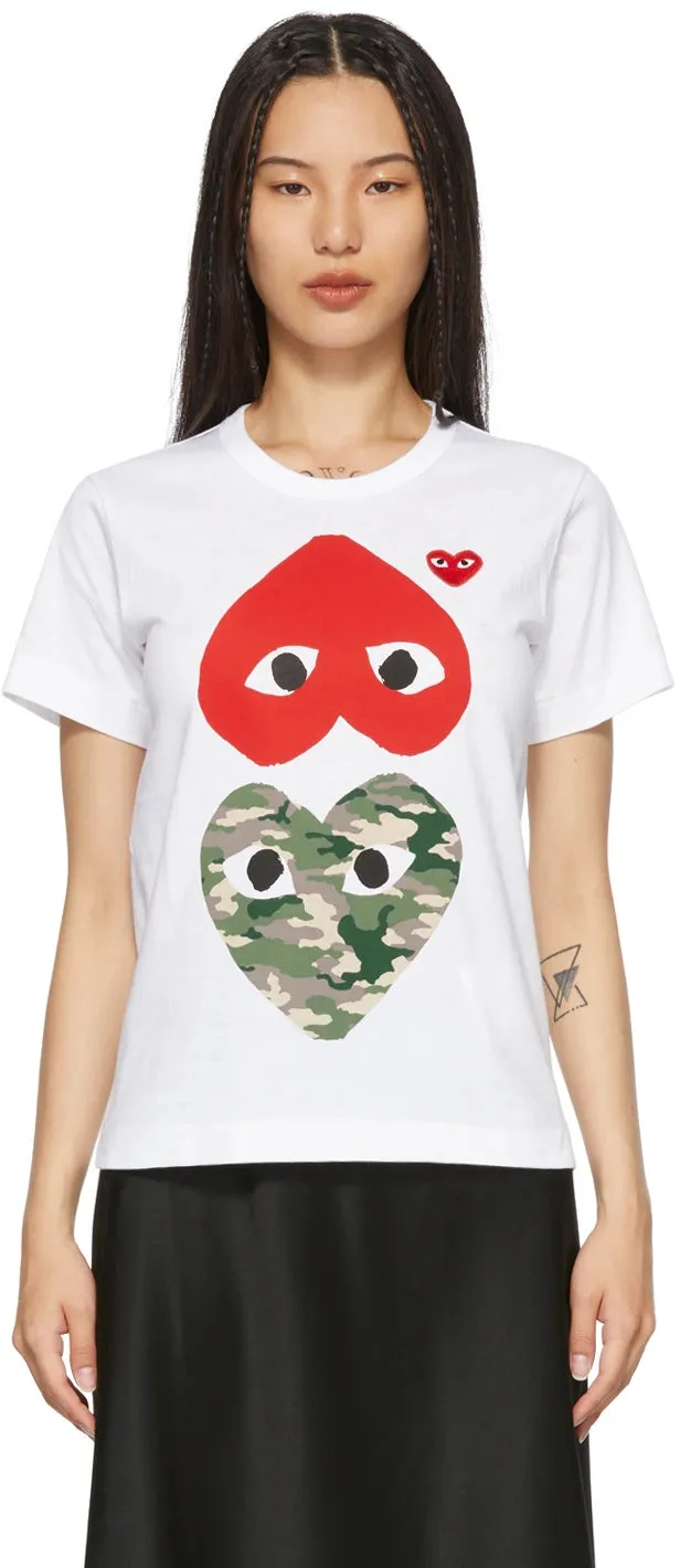 CDG PLAY Upside Down Camo Tee White