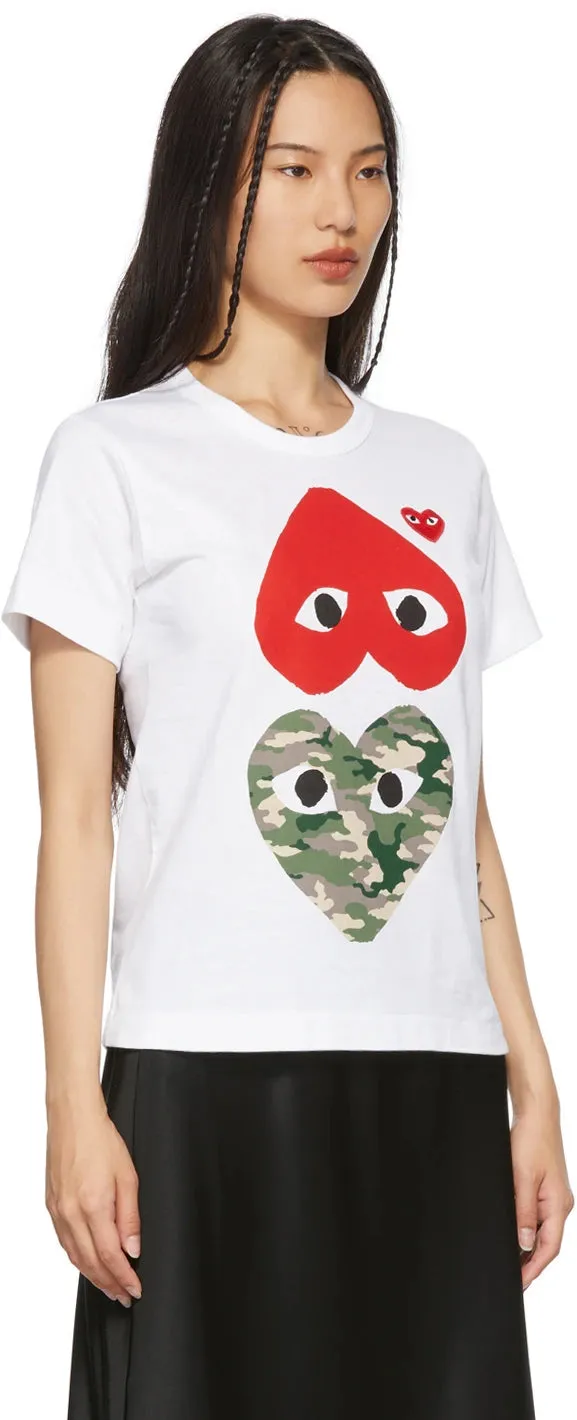 CDG PLAY Upside Down Camo Tee White