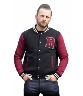 Chaqueta Beisbolera Para Hombre (Negro/Burdeos) /  Male Sweat College Jacket (Black/Bordeaux) - Rumble59 RUM463