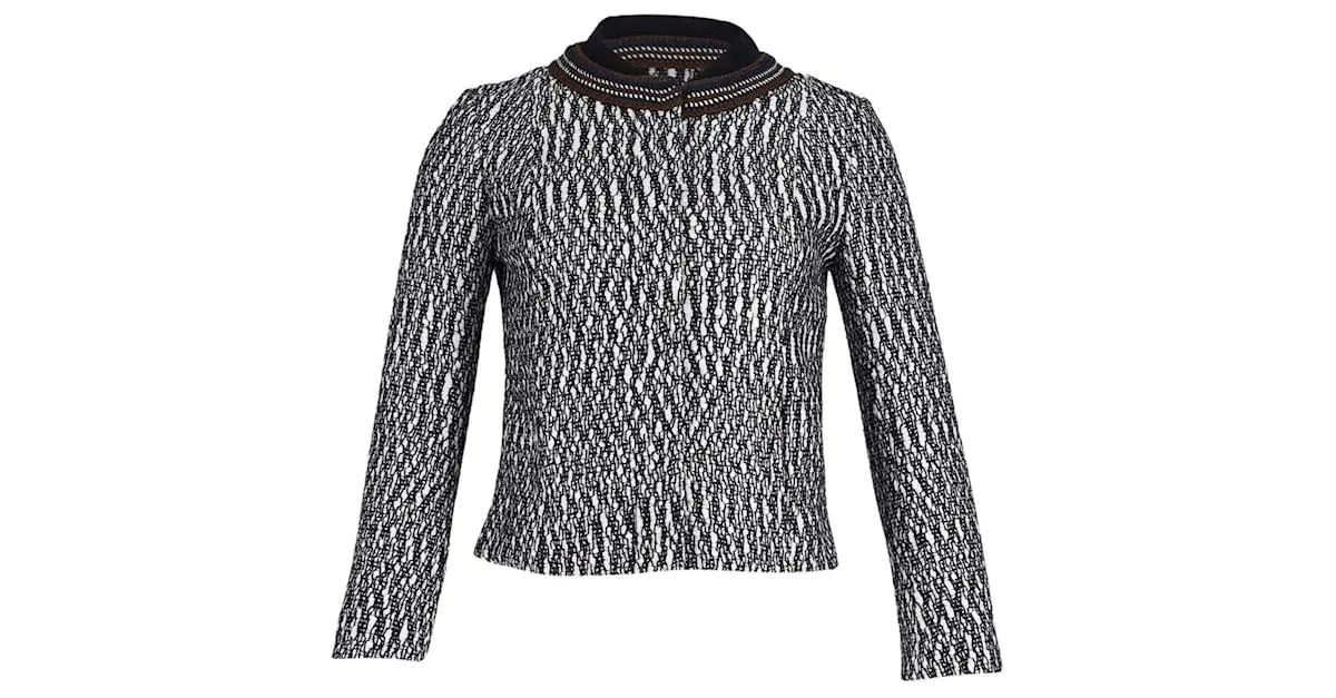 Chaqueta de tweed Tory Burch de algodón blanco y negro 