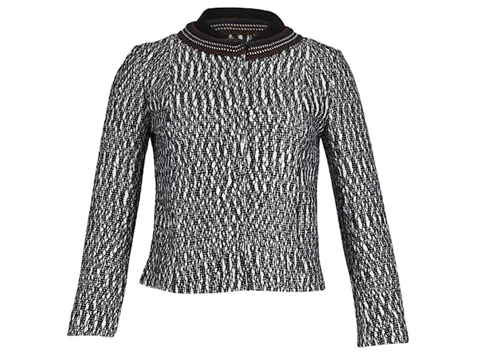 Chaqueta de tweed Tory Burch de algodón blanco y negro 