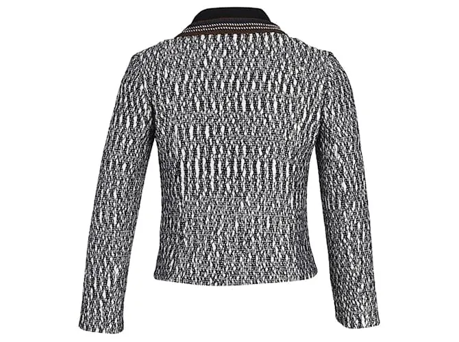 Chaqueta de tweed Tory Burch de algodón blanco y negro 