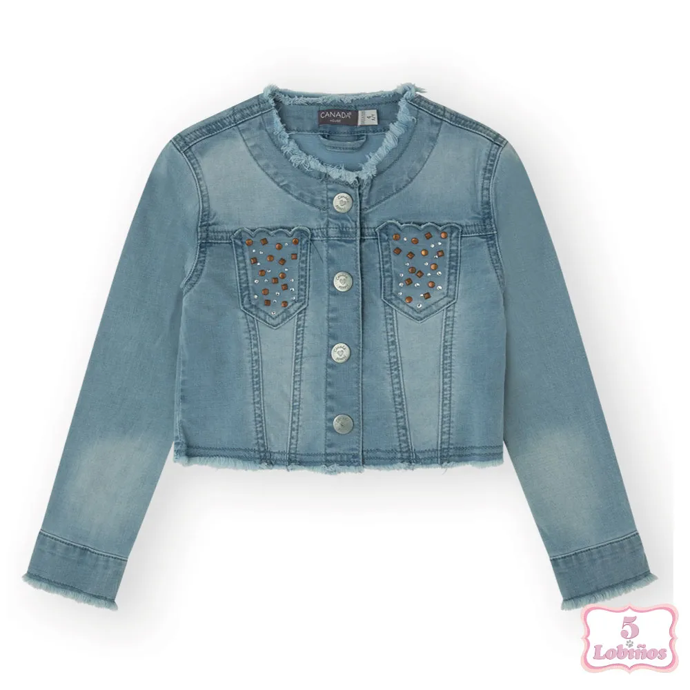 CHAQUETA NIÑA DENIM STUDDS Canada House