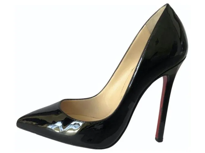 Christian Louboutin Entonces Kate 120 mm Charol Negro Cuero 