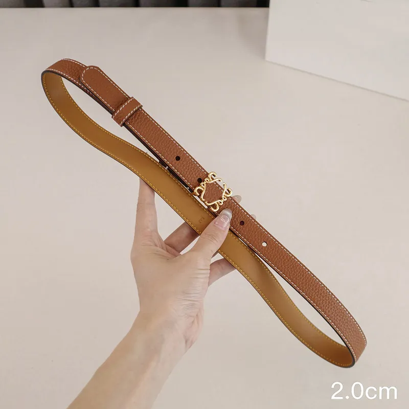 Cinturas de diseñador de lujo Cinturón de cuero genuino Ceinture Ceinture Luxe Ancho de 2.0 cm Cinstandas de moda Aleación dorad