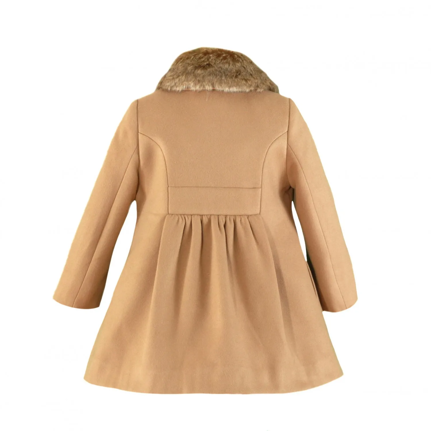 Classic cut cloth coat with fur collar. Two colors